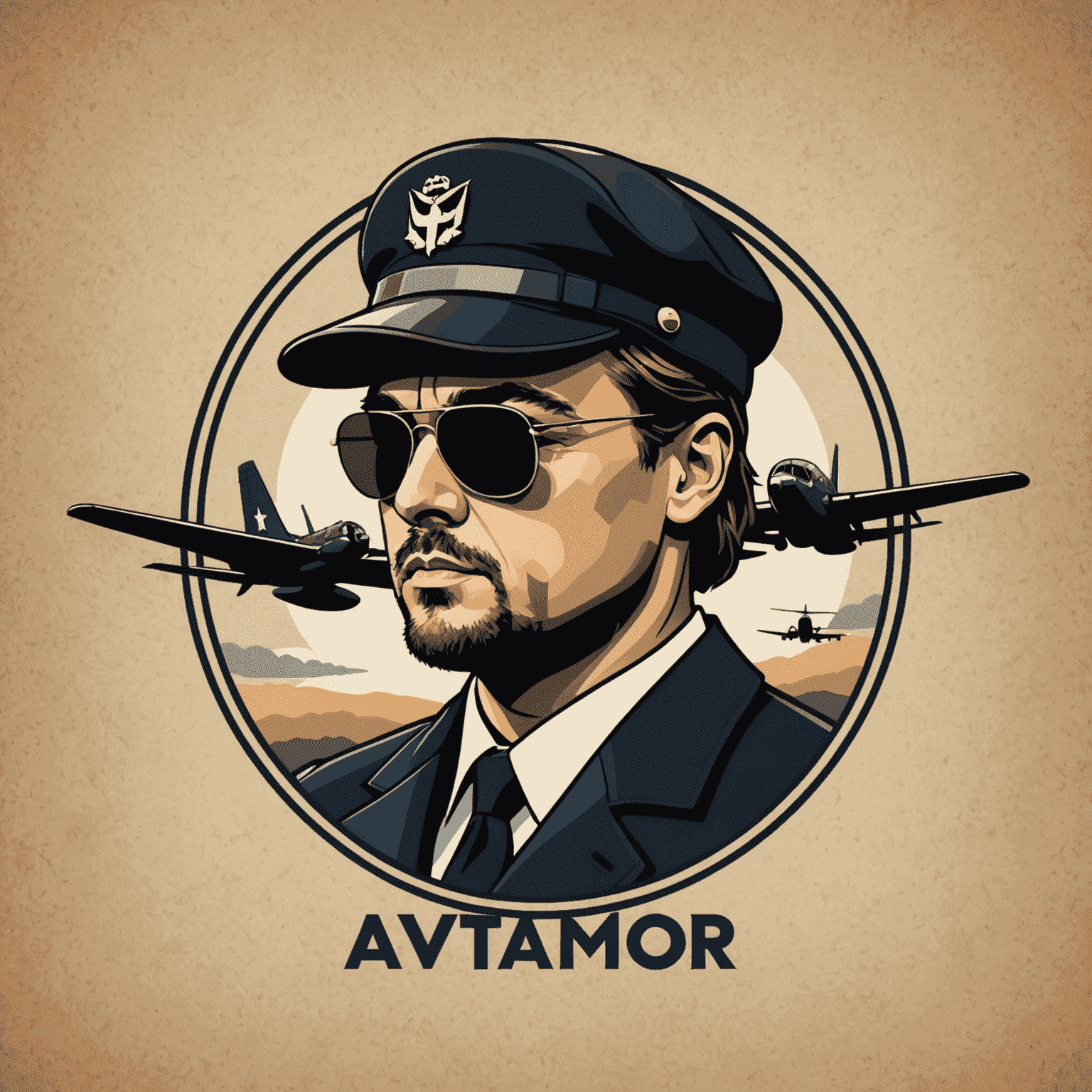 Leonardo DiCaprio Aviator Logo featuring a stylized airplane silhouette with DiCaprio's profile